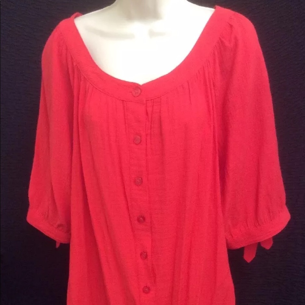 White Stag Blouse Shirt Top Size 2X Red Button Front Vintage GUC